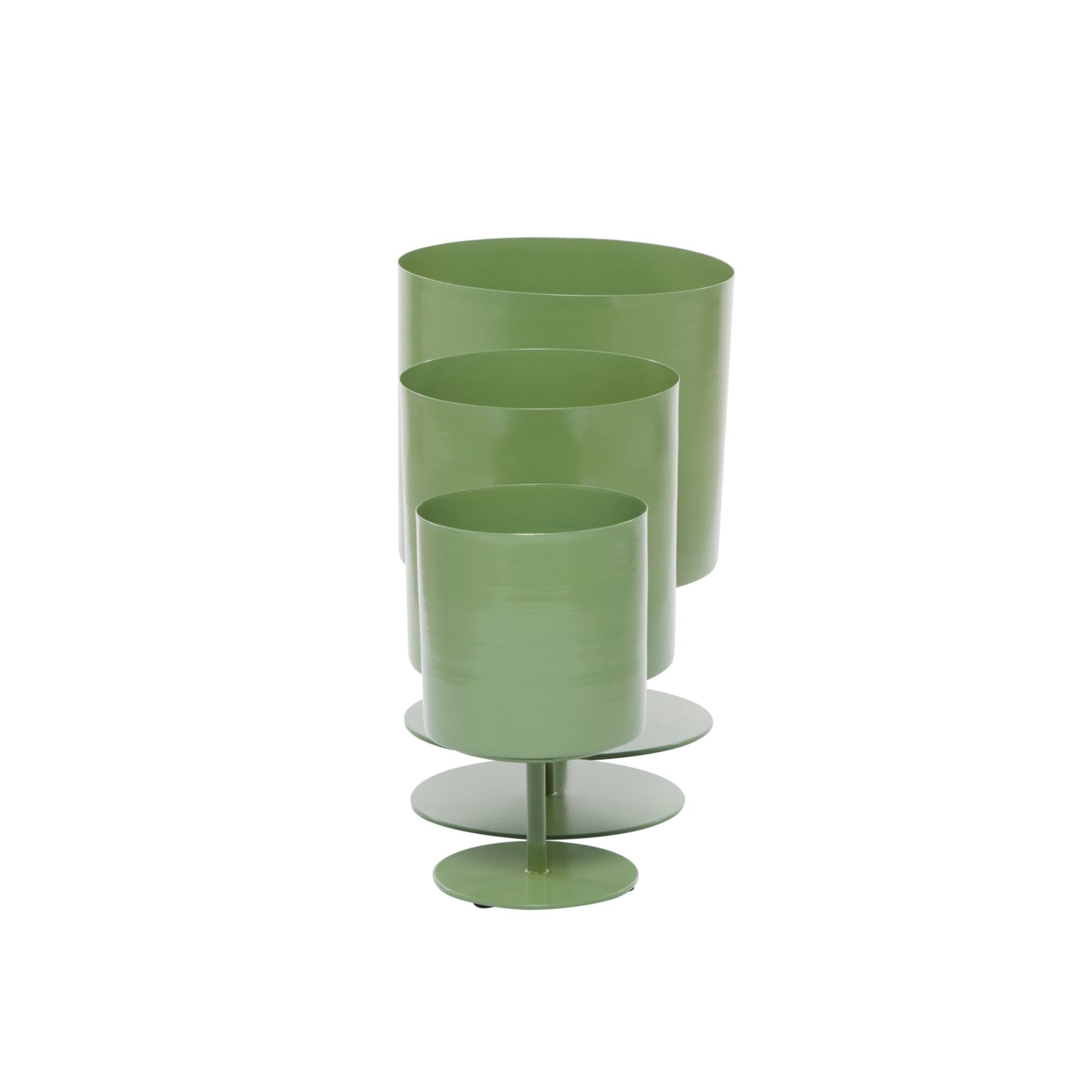 Green Modern Metal Planter Set